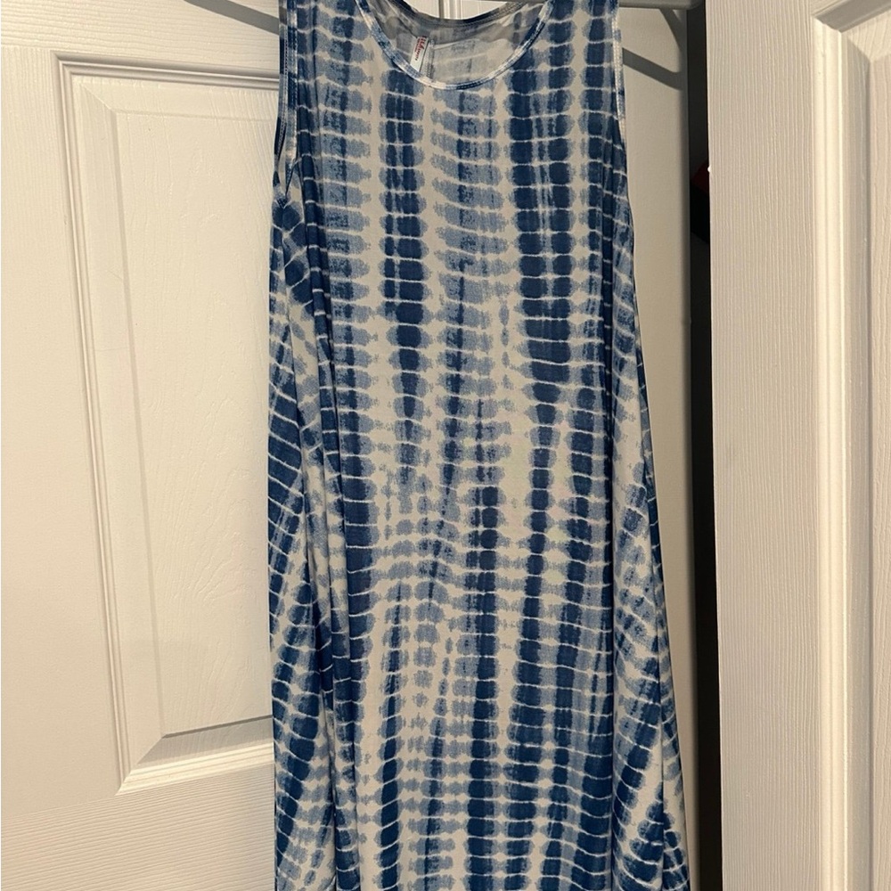 SL Fashions Navy and White Maxi Dress